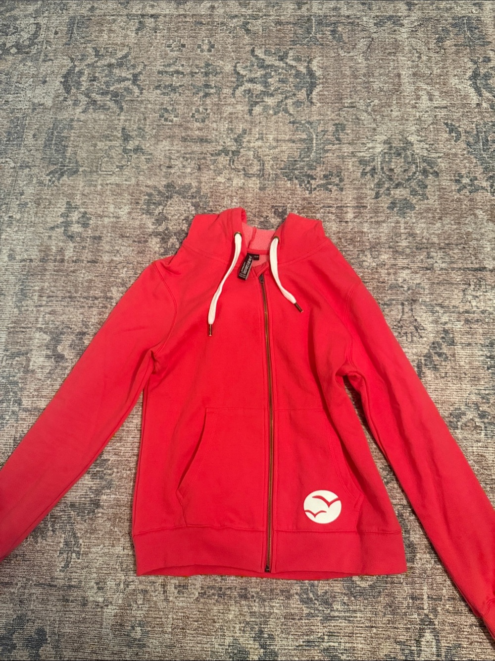 Women's Red Full-Zip Hooded Sweatshirt with Logo